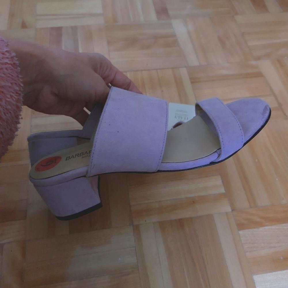 Barbarina Lilac Suede Block Heel Sandals - Women's